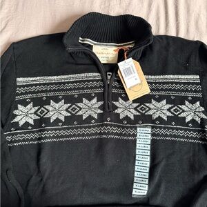 Weatherproof Black and White Zip-Up Sweater